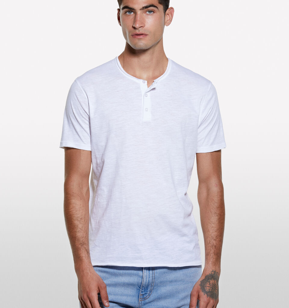 Weißes Henley-T-Shirt - kurzärmeliges t-shirt für herren - Weiss | Sisley image number 3
